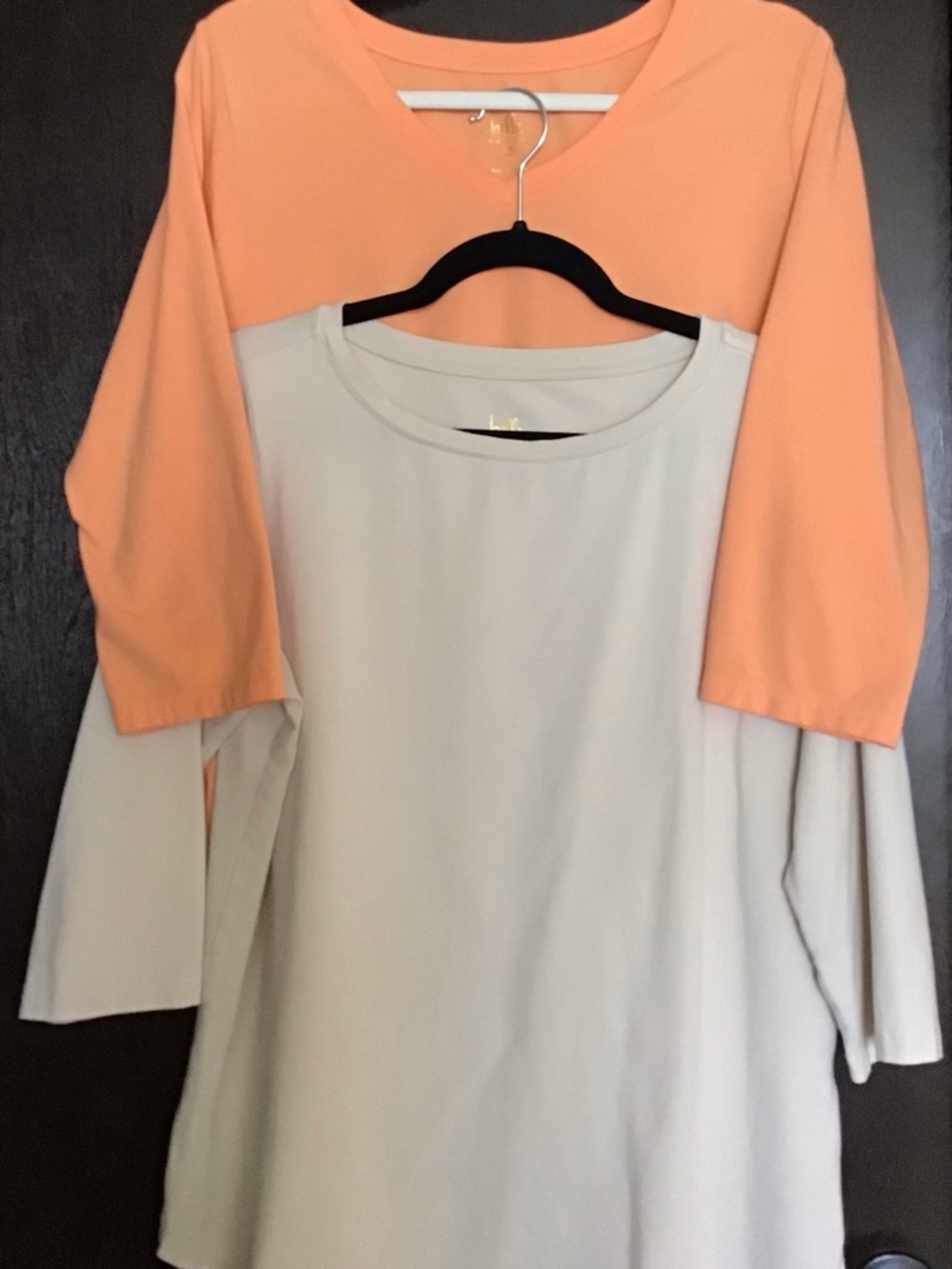 Belle by Kim Gravel 3/4 Sleeve Tee Set in Peach and Cream
